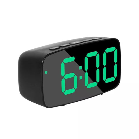 Mon radio réveil  Vert sur Noir avec miroir Noir Horloge réveil digital